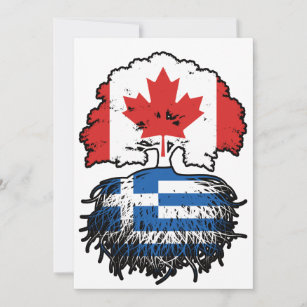Greece Greek Canadian Canada Tree Roots Flag Invitation