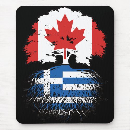 Greece Greek Canadian Canada Tree Roots Flag Mouse Pad