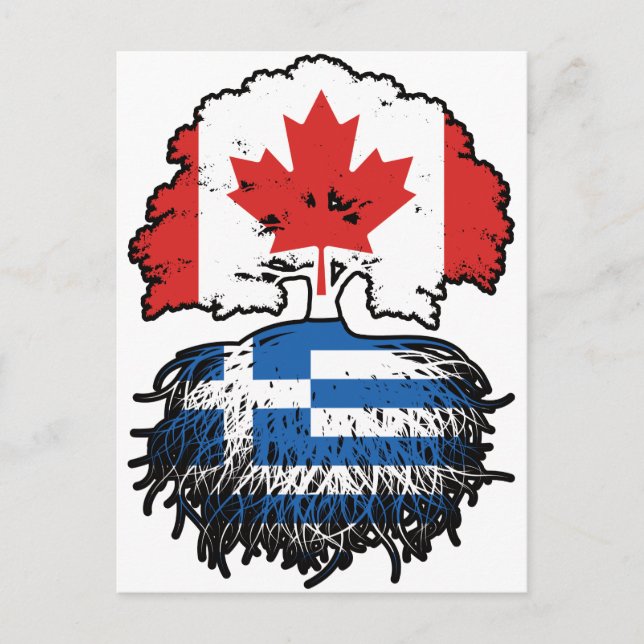 Greece Greek Canadian Canada Tree Roots Flag Postcard (Front)