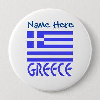 Greece Greek Flag Blue Personalization  Button
