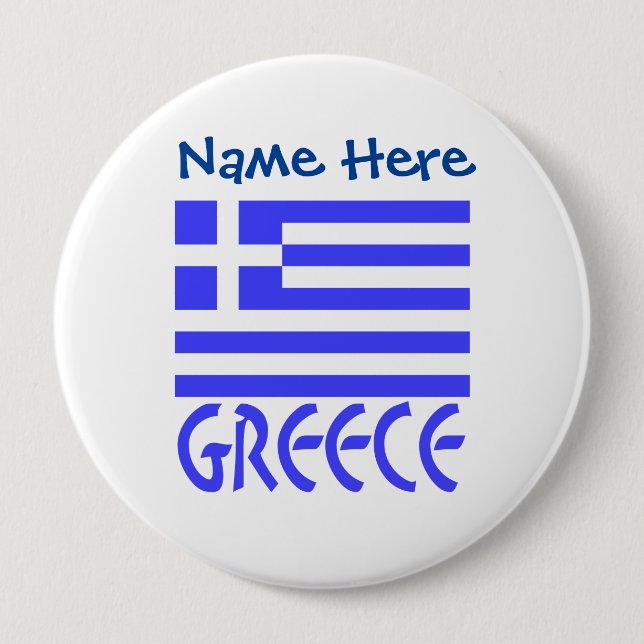 Greece Greek Flag Blue Personalization  Button (Front)