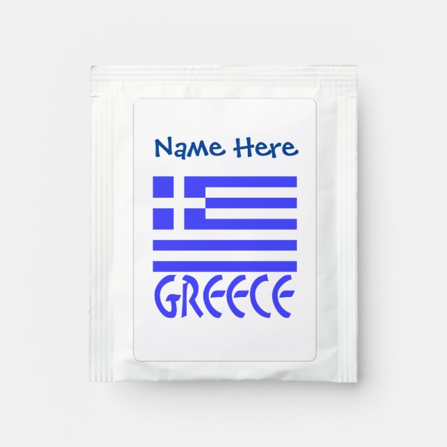 Greece Greek Flag Blue Personalization  Tea Bag Drink Mix (Front)