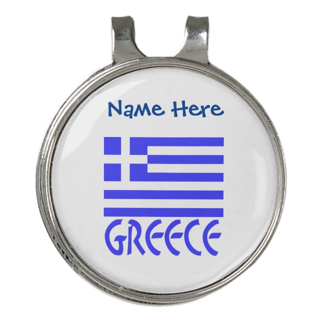 Greece Greek Flag Blue Personalized Golf Hat Clip (Front)