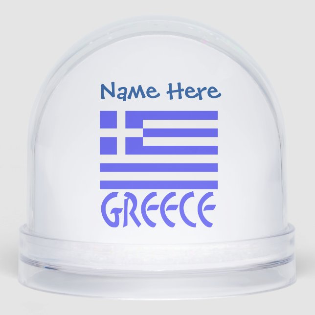 Greece Greek Flag Blue Personalized  Snow Globe (Front)