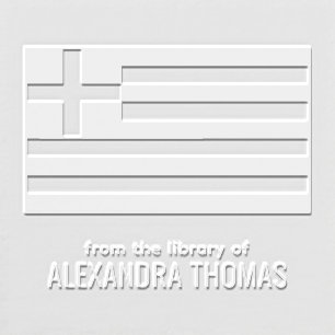 Greece Greek Flag “from the library of” Book Name Embosser