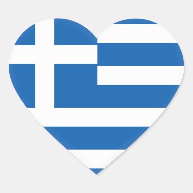 Greece (Greek) Flag Heart Sticker (Front)