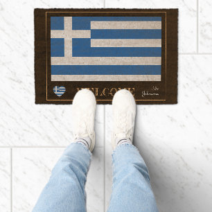 Greece & Greek Flag house mats/sports Welcome Fiber Doormat