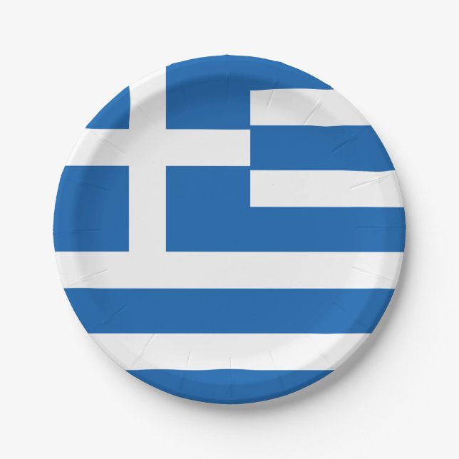 Greece (Greek) Flag Paper Plates (Front)