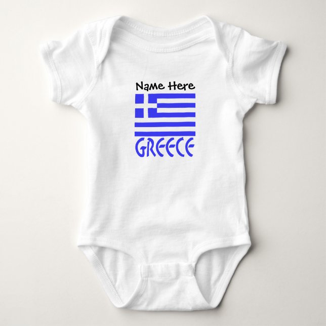 Greece Greek Flag Personalized  Baby Bodysuit (Front)