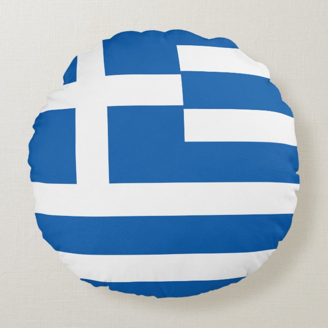 Greece (Greek) Flag Round Pillow (Front)