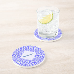 Greece Greek Flag Tiled Blue Personalization Coaster