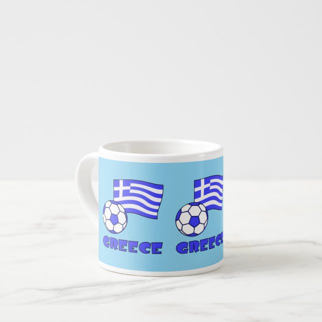 Greece Greek Flag with Soccer Ball Blue Background Espresso Cup (Front Left)
