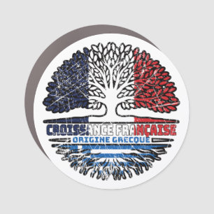 Greece Greek French France Tree Roots Flag Car Magnet