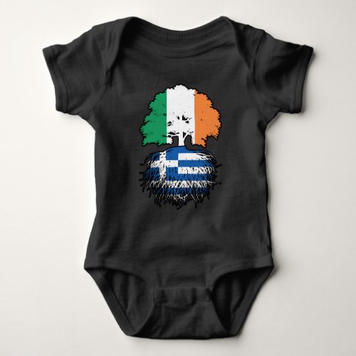Greece Greek Irish Ireland Tree Roots Flag Baby Bodysuit