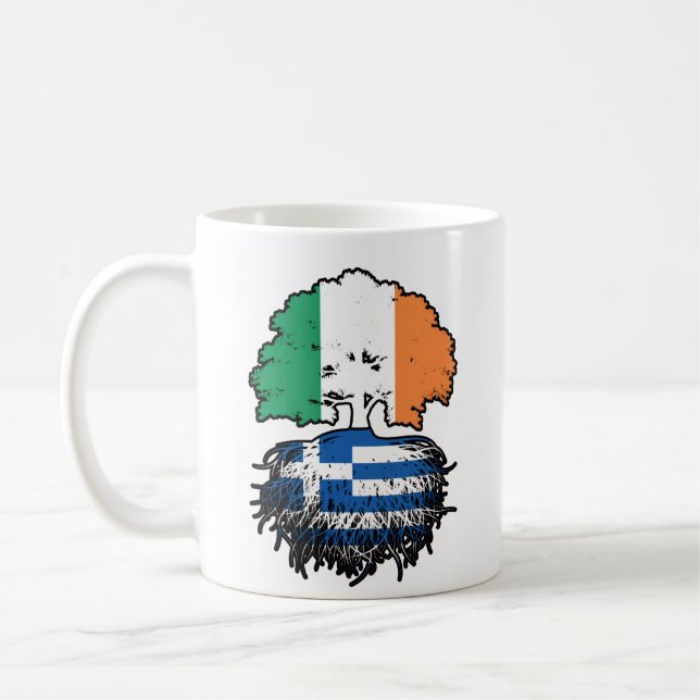 Greece Greek Irish Ireland Tree Roots Flag Coffee Mug (Left)