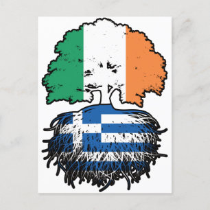 Greece Greek Irish Ireland Tree Roots Flag Postcard