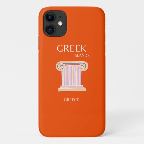 Greece Greek Islands Travel Preppy Orange iPhone 11 Case