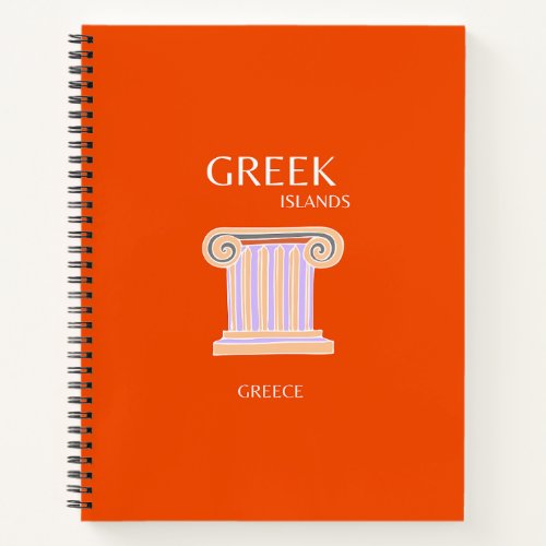 Greece Greek Islands Travel Preppy Orange Notebook