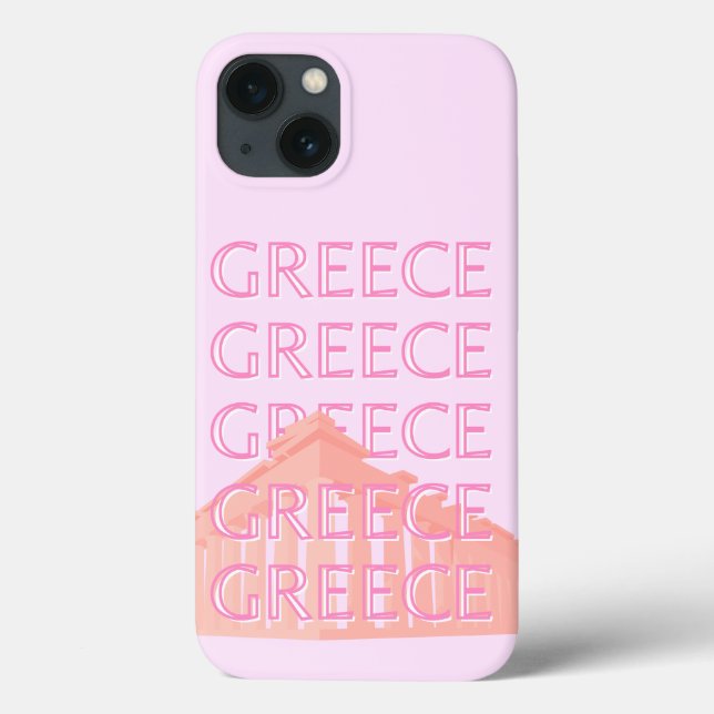 Greece, Greek Travel Art, Pastel Travel Art, Pink Case-Mate iPhone Case (Back)