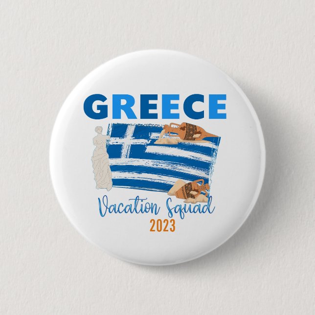 Greece Greek Vacation Europe Travel Group Matching Button (Front)