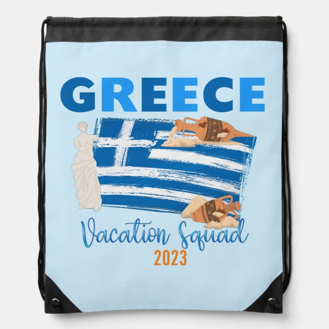 Greece Greek Vacation Europe Travel Group Matching Drawstring Bag (Front)