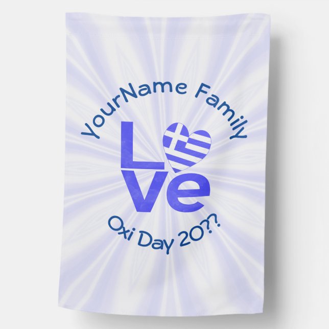 Greece Heart Flag Blue LOVE Personalized  (Front)