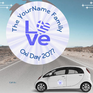 Greece Heart Flag Blue LOVE Personalized  Car Magnet