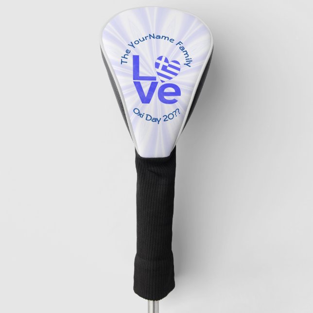 Greece Heart Flag Blue LOVE Personalized  Golf Head Cover (Front)