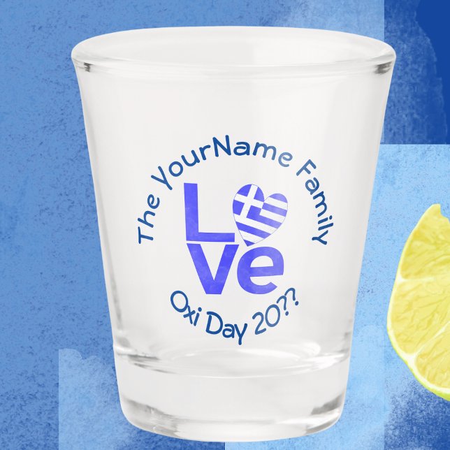 Greece Heart Flag Blue LOVE Personalized  Shot Glass (Creator Uploaded)