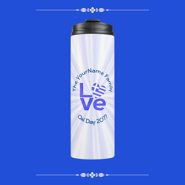 Greece Heart Flag Blue LOVE Personalized  Thermal Tumbler (Creator Uploaded)
