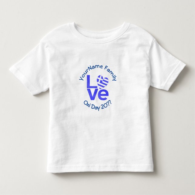 Greece Heart Flag Blue LOVE Personalized  Toddler T-shirt (Front)