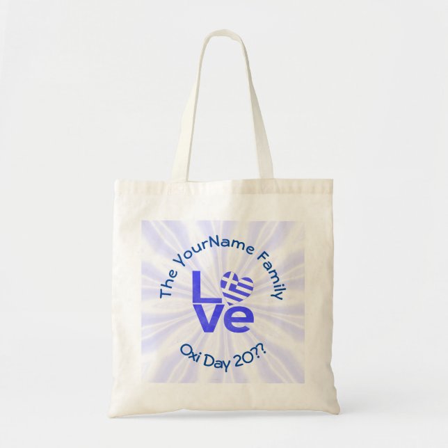 Greece Heart Flag Blue LOVE Personalized  Tote Bag (Front)