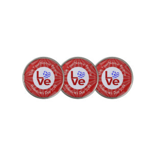 Greece Heart Flag Red LOVE Personalized Golf Ball Marker