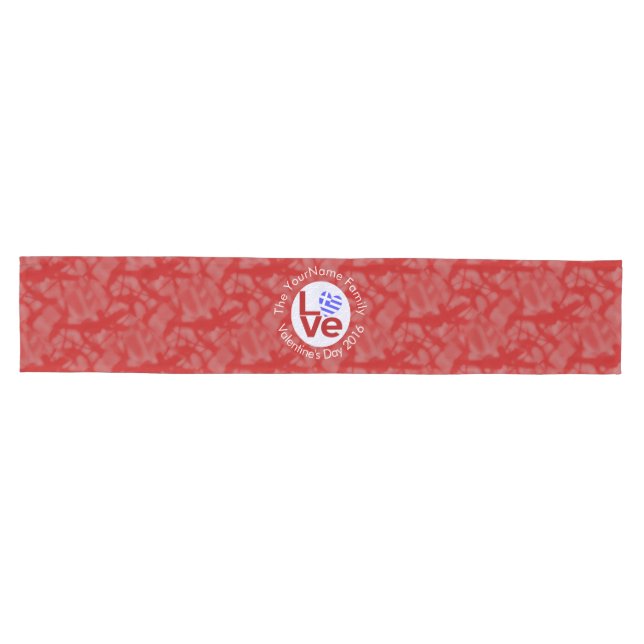 Greece Heart Flag Red LOVE Personalized  Medium Table Runner (Horizontal)