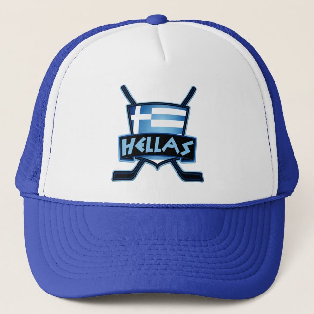 Greece Ice Hockey Logo Mesh Hat (Front)