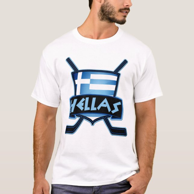 Greece Ice Hockey T-Shirt + Name & Number Print (Front)