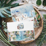 Greece | Illustrated Mediterranean Wedding Envelope<br><div class="desc">Sparkling turquoise seas, hidden hilltop churches and private beaches, that’s the beauty of Greece right there! Capture the soft elegance of a wedding in Greece with a palette featuring Mediterranean blue, light blue, gold, and white. These gentle hues blend harmoniously to evoke a sense of serenity and sophistication, perfect for...</div>