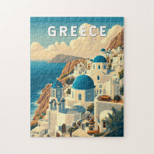 Greece Illustration Travel Art Vintage Jigsaw Puzzle