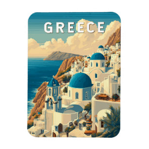 Greece Illustration Travel Art Vintage Magnet