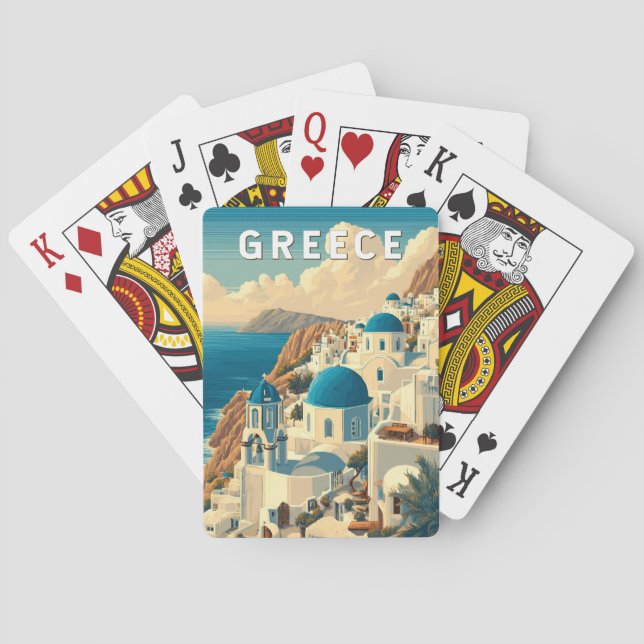 Greece Illustration Travel Art Vintage Poker Cards (Back)