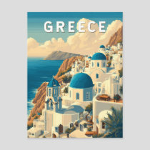 Greece Illustration Travel Art Vintage Postcard