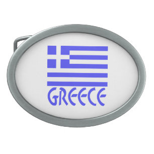 Greece in Blue Greek Flag Belt Buckle