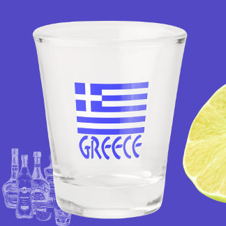 Greece in Blue Greek Flag Shot Glass