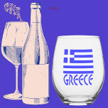 Greece in Blue Greek Flag Stemless Wine Glass
