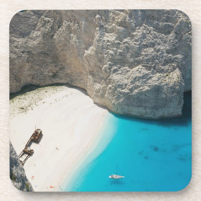 GREECE, Ionian Islands, ZAKYNTHOS, SHIPWRECK Beverage Coaster (Front)