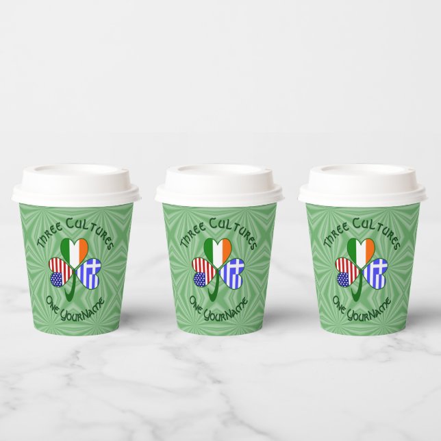 Greece Ireland USA Shamrock Personalized Text  Paper Cups (Multi)
