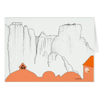 Greece landscape. Meteora Monastary from Kalambaka Cards