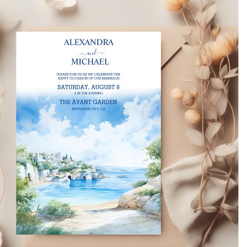 Greece landscape Santorini Wedding Invitation