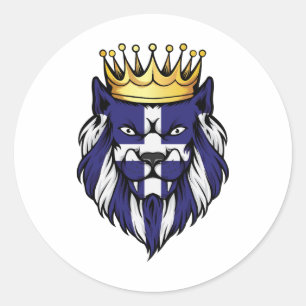 Greece Lion King Flag Classic Round Sticker