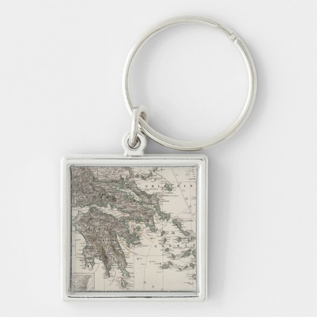 Greece Map by Stieler Keychain (Front)
